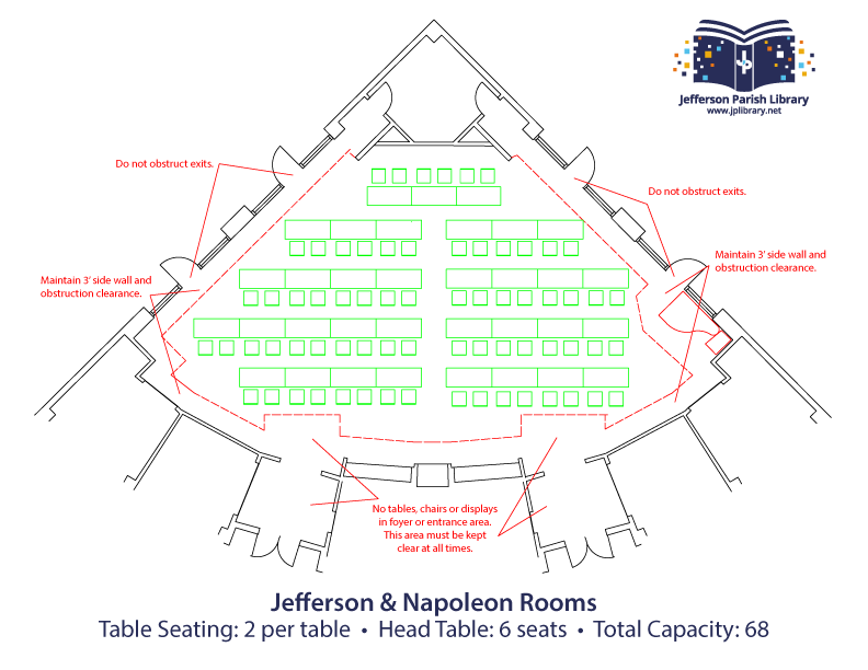 Jefferson & Napoleon Rooms Classroom/Lecture Layout 1