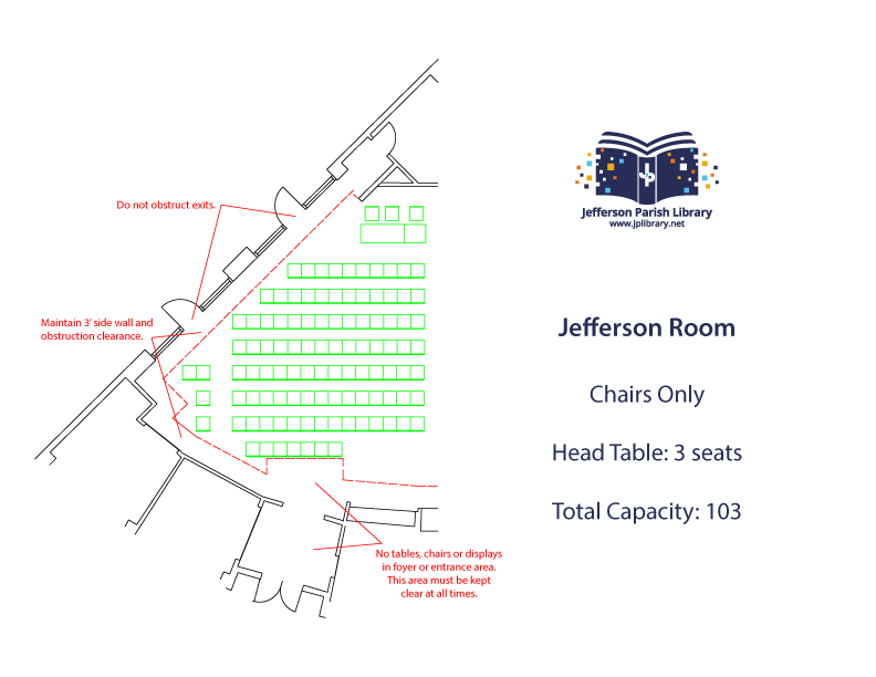 Jefferson Room Theatre/Auditorium Layout 2