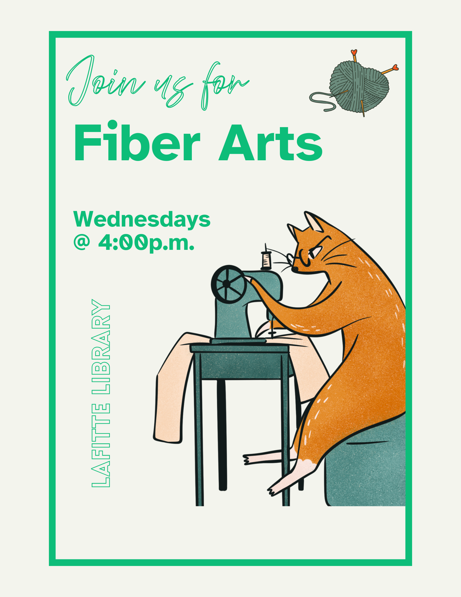 A flyer promoting our Fiber Arts program, which is open to a