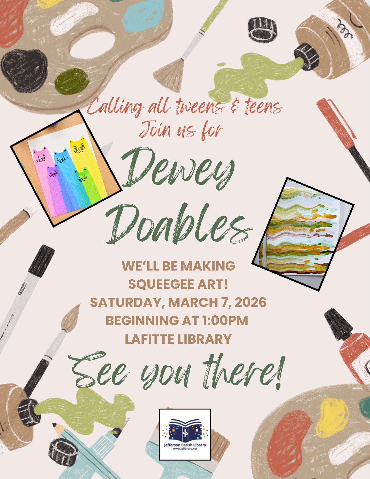 Flyer promoting Dewey Doables, a tween/teen program designed 