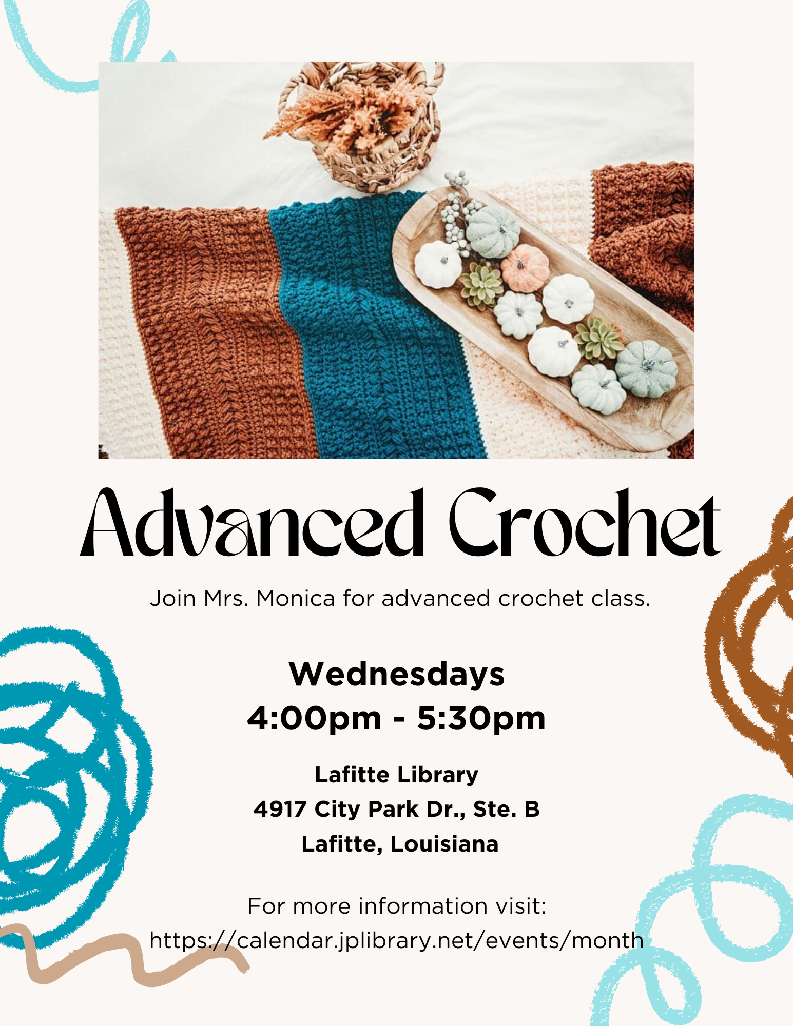 A flyer promoting our fiber arts program, which is open to all age