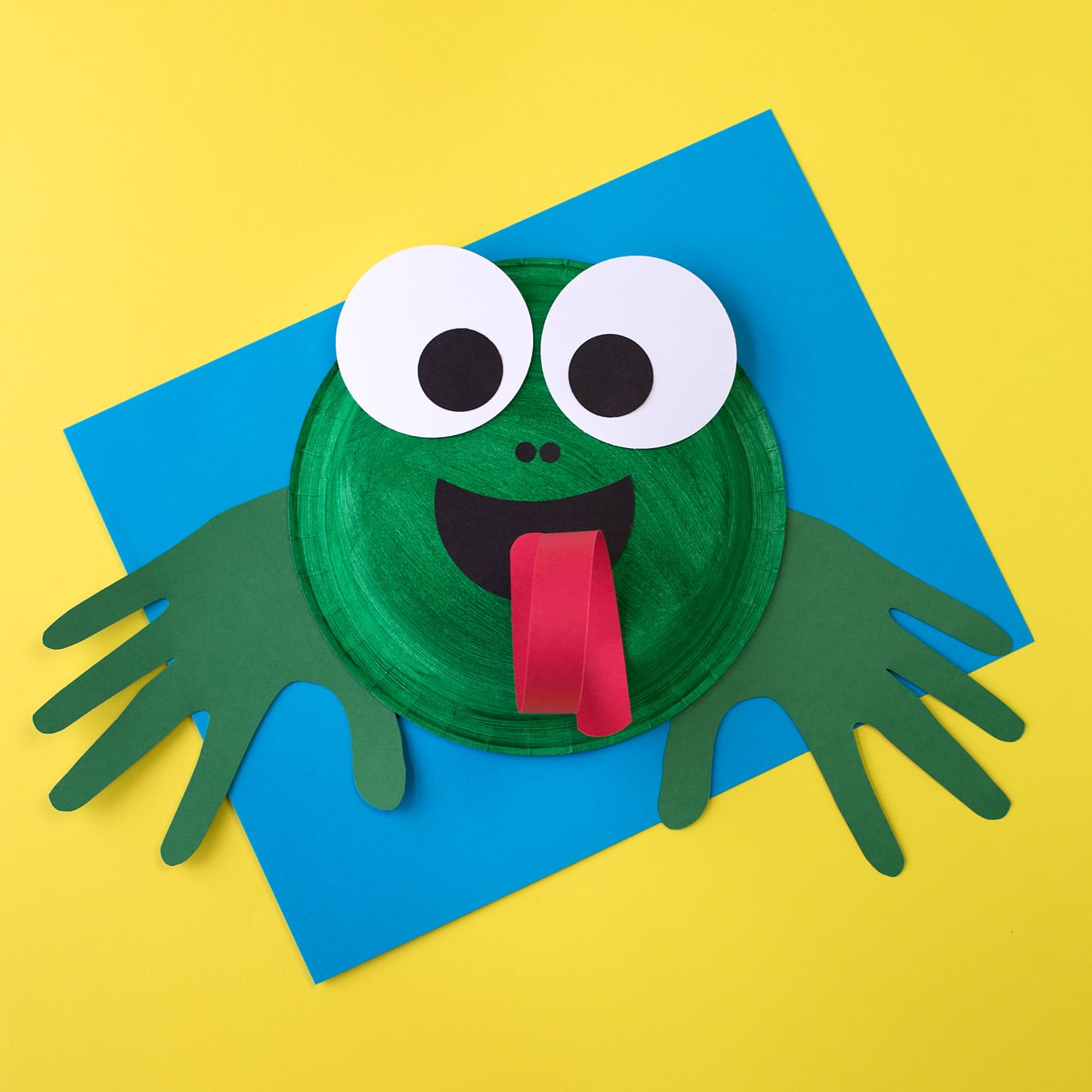Paper plate handprint frog craft image