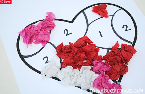 Tissue paper heart by numbers craft image