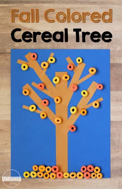 fall colored cereal tree craft image