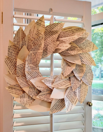 Magnolia Leaf Book Page Wreath 