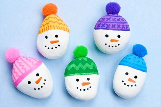 Painted Rock - Snowman