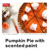 Paper plate decorated to look like a pumpkin pie