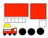 Shape Fire Truck Craft and Fire Straw Blowing Art House Template
