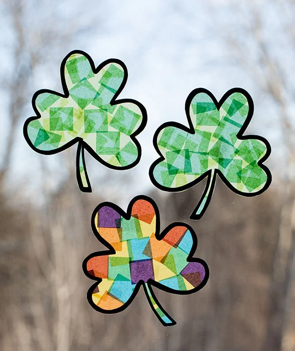 This is the craft for story and art. We will be making Shamrock Suncatchers