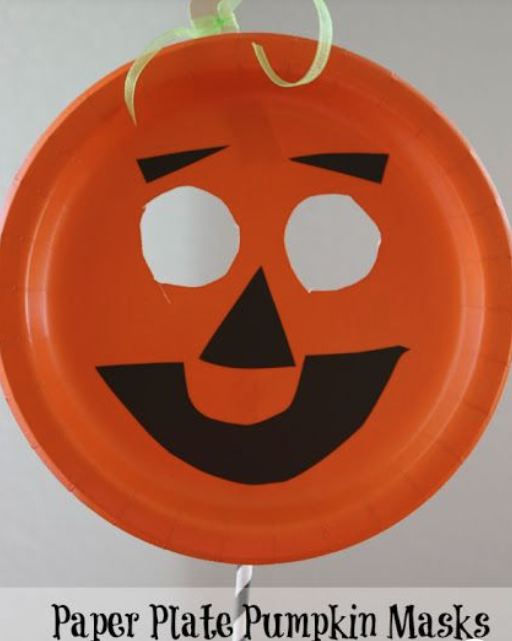 paper plate pumpkin mask