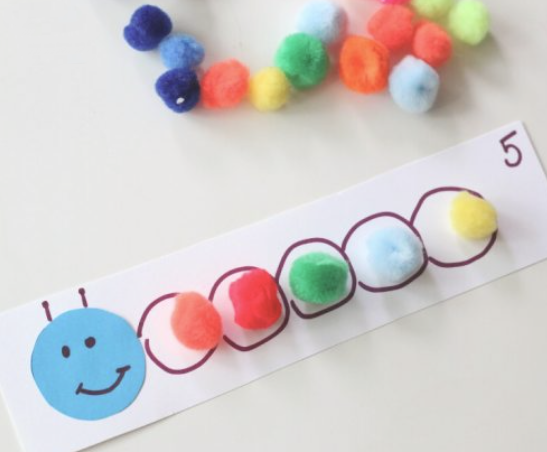 pom pom caterpillar counting craft image