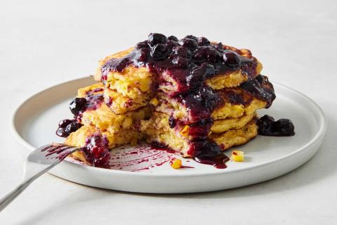 Corn Cakes with Blueberry Sauce