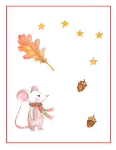 Mouse with Stars & Acorns