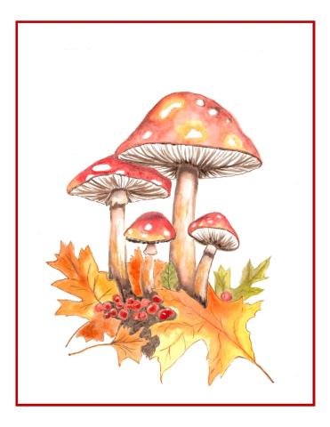 Fall Mushrooms Watercolor