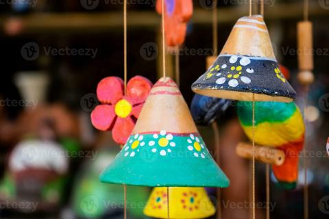 colorful clay wind chimes