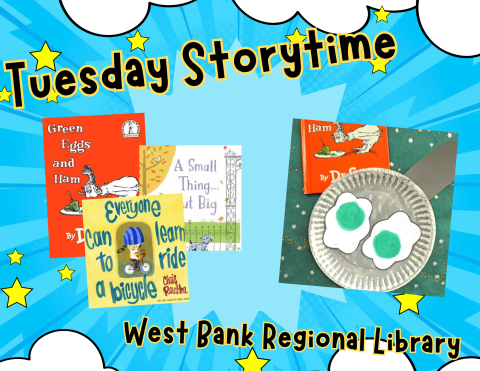 a photo of three books about trying new foods or tasks and a craft that allows children to make paper green eggs and ham