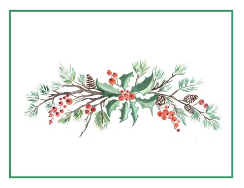Holly Swag in Watercolor