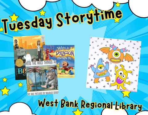 a poster depicting three books about various imaginary friends followed by a paper craft to put pieces together to make your own imaginary friend or wild thing