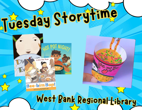 a photo of three books about different family meals in different cultures, followed by a paper ramen noodles craft