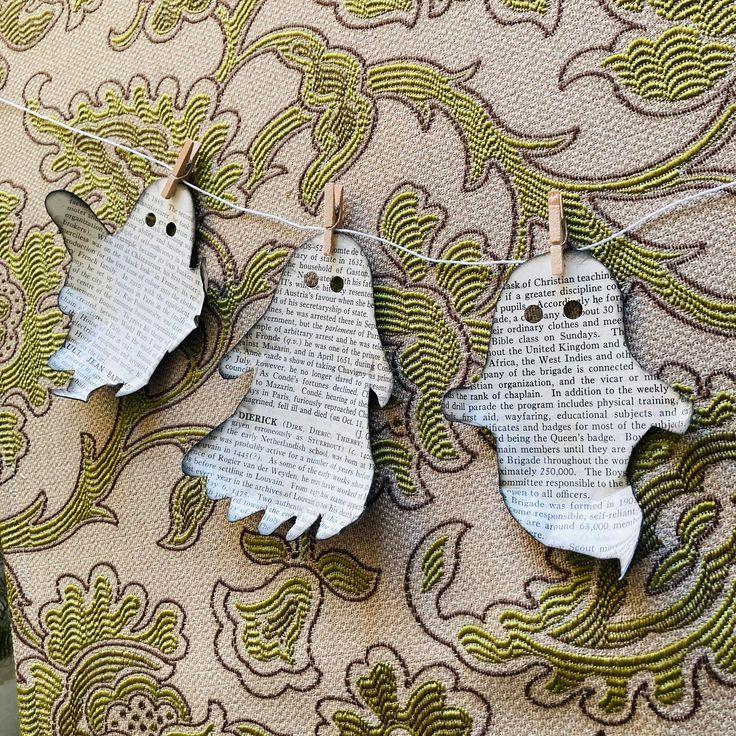 recycled book ghost garland