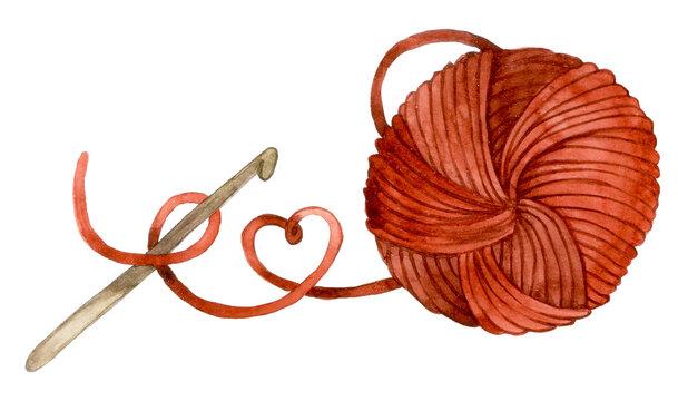 ball of yarn with crochet hook