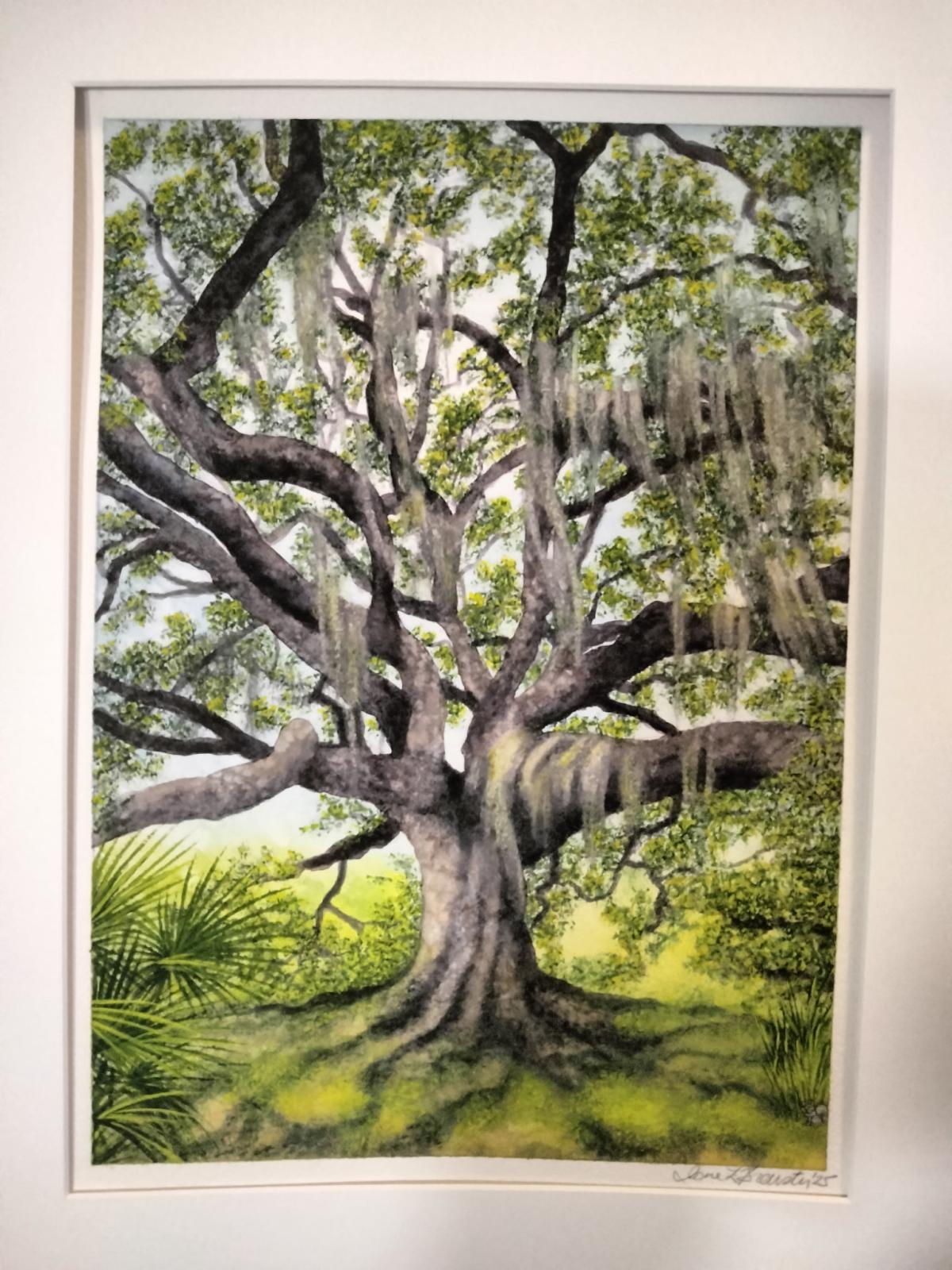 Painting of a large oak tree