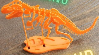 image of an orange 3d printed T-rex skeleton