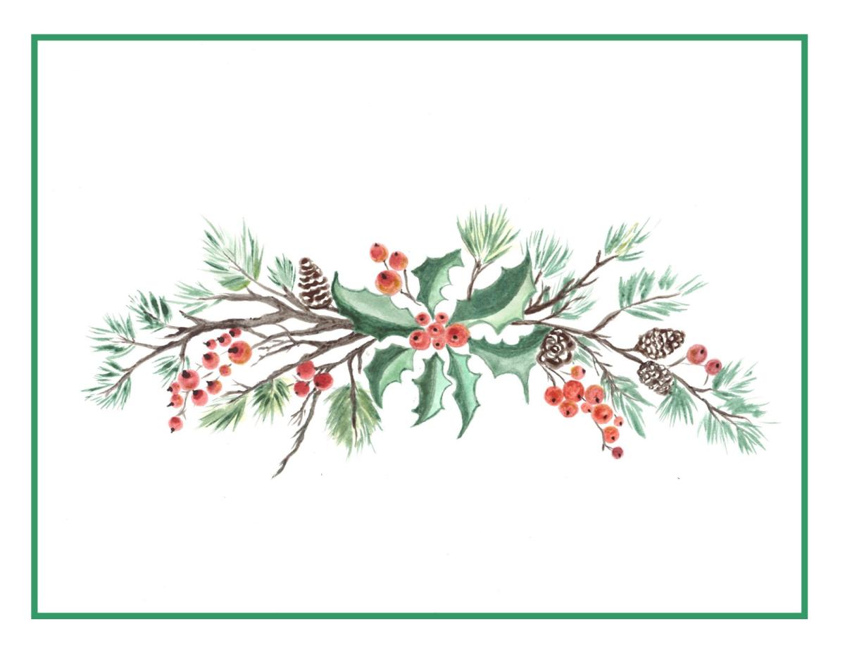 Holly Swag in Watercolor