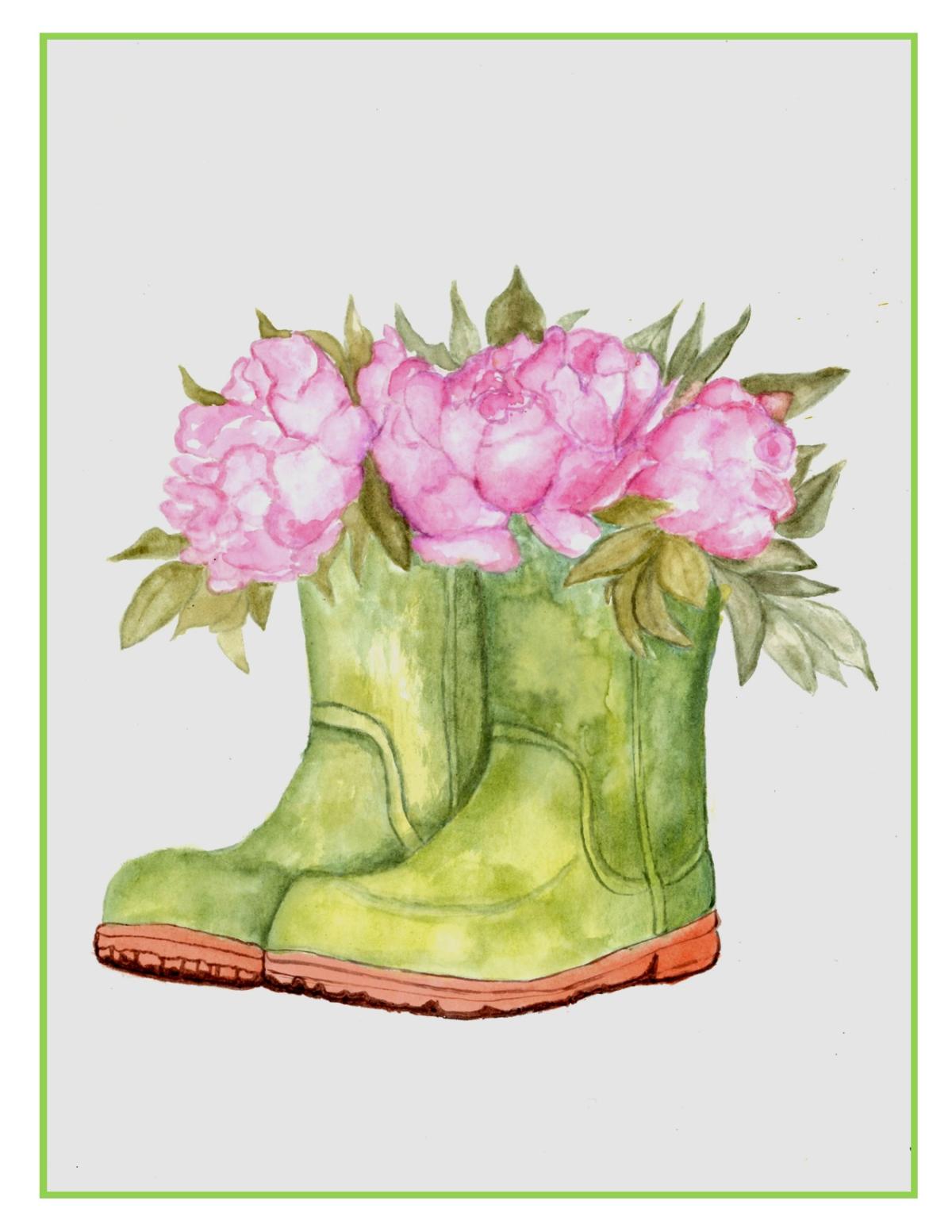 Rain Boots and Flowers